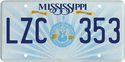 MS license plate LZC353