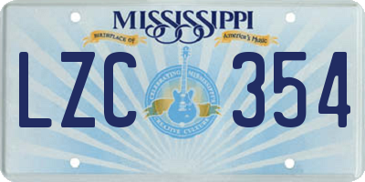MS license plate LZC354