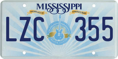 MS license plate LZC355