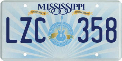 MS license plate LZC358