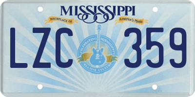 MS license plate LZC359