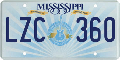MS license plate LZC360