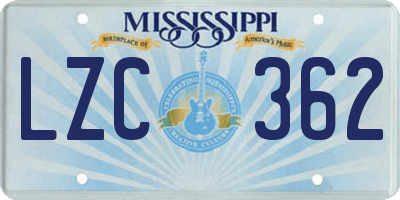 MS license plate LZC362