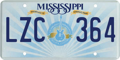 MS license plate LZC364