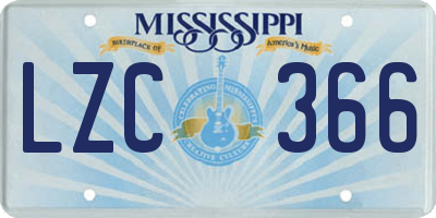 MS license plate LZC366