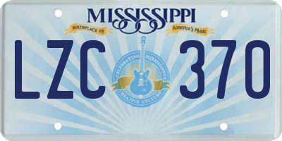 MS license plate LZC370