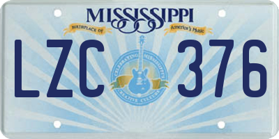 MS license plate LZC376