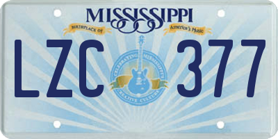 MS license plate LZC377