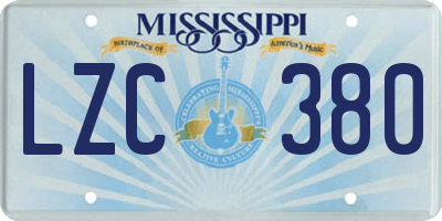 MS license plate LZC380