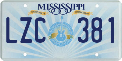 MS license plate LZC381