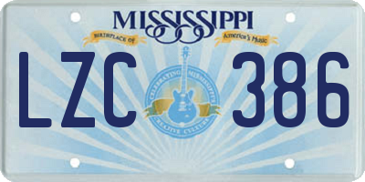 MS license plate LZC386