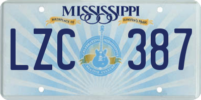 MS license plate LZC387