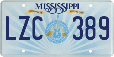 MS license plate LZC389