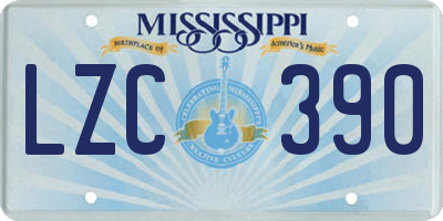 MS license plate LZC390