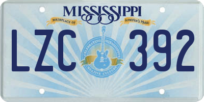 MS license plate LZC392