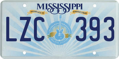 MS license plate LZC393