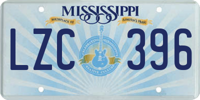 MS license plate LZC396