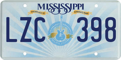 MS license plate LZC398