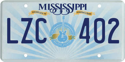 MS license plate LZC402