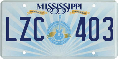 MS license plate LZC403