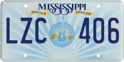 MS license plate LZC406