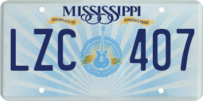 MS license plate LZC407