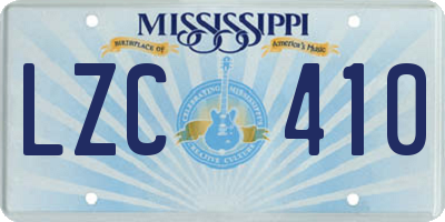 MS license plate LZC410