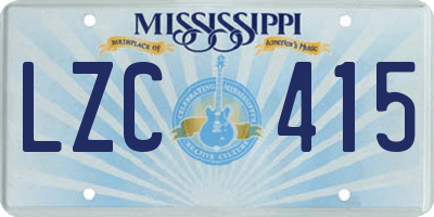 MS license plate LZC415