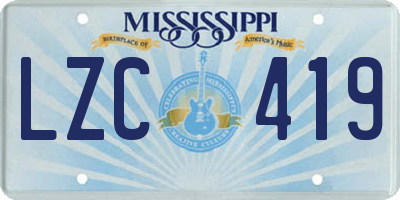 MS license plate LZC419