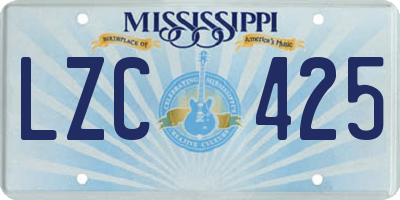 MS license plate LZC425