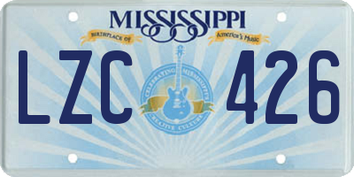 MS license plate LZC426