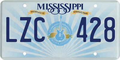 MS license plate LZC428