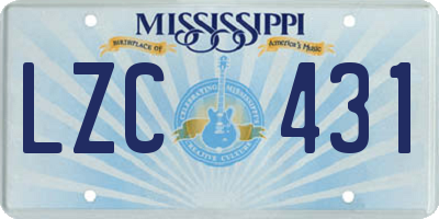MS license plate LZC431