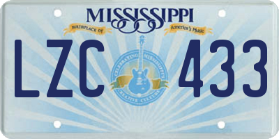 MS license plate LZC433