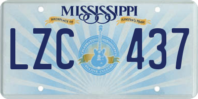 MS license plate LZC437