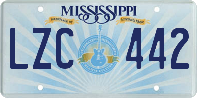 MS license plate LZC442