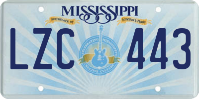 MS license plate LZC443