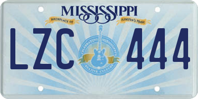 MS license plate LZC444