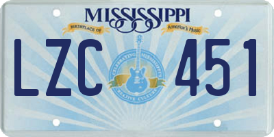 MS license plate LZC451