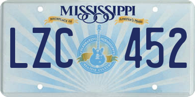 MS license plate LZC452