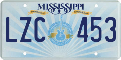MS license plate LZC453