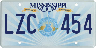MS license plate LZC454