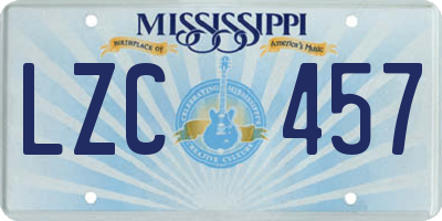 MS license plate LZC457
