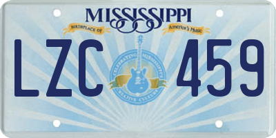 MS license plate LZC459