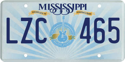 MS license plate LZC465