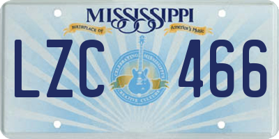 MS license plate LZC466