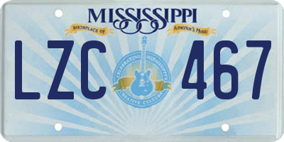 MS license plate LZC467