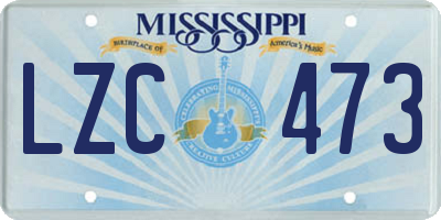 MS license plate LZC473