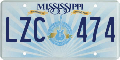 MS license plate LZC474