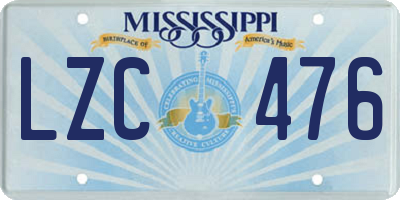 MS license plate LZC476